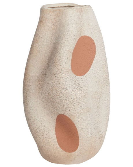 Flower Vase Light Beige Stoneware Abstract Dots Indoor Decoration Piece Modern Design Waterproof Beliani