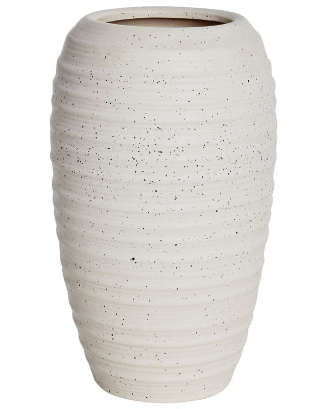 Flower Vase White Stoneware Indoor Decoration Piece Modern Design Waterproof Beliani