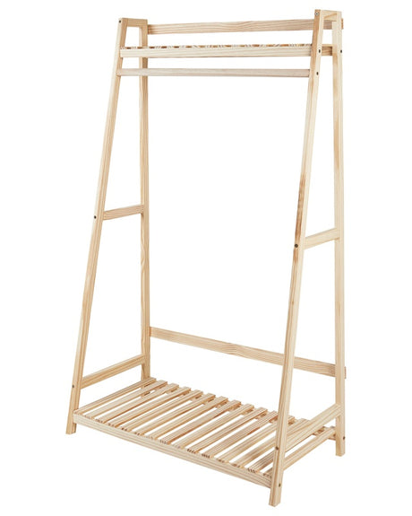 Clothes Rail Light Wood Bamboo 135 cm Freestanding Rack Beliani