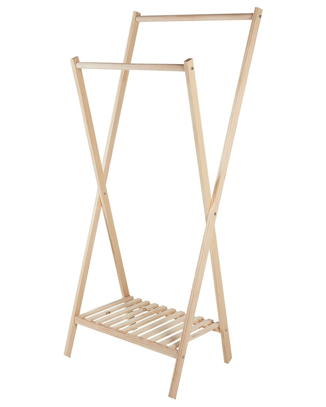 Clothes Rail Light Wood China Fir 155 cm Freestanding Rack Beliani