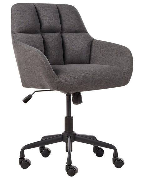 Office Chair Grey Polyester Fabric Black Metal Frame Upholstered Swivel Function Adjustable Office Furniture Beliani