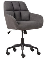 Office Chair Grey Polyester Fabric Black Metal Frame Upholstered Swivel Function Adjustable Office Furniture Beliani