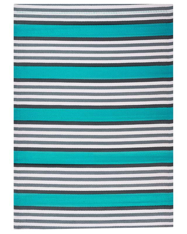 Outdoor Rug Mat Turquoise Synthetic 120 x 180 cm Striped Geometric Pattern Eco Friendly Modern Minimalistic Beliani