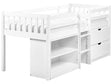 Kids Bed White Wood EU Single Size 3ft with Slatted Frame Drawers and Shelves Bed for Toddler Beliani