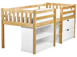 Kids Bed Light Wood EU Single Size 3ft with Slatted Frame Drawers and Shelves Bed for Toddler Beliani