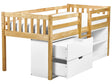 Kids Bed Light Wood EU Single Size 3ft with Slatted Frame Drawers and Shelves Bed for Toddler Beliani