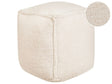 Pouffe Light Beige 40 x 40 x 40 cm Fluffy Polyester Solid Pattern Square Fabric Seating Pouffe Beliani