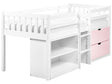 Kids Bed White and Pink Wood EU Single Size 3ft with Slatted Frame Drawers and Shelves Bed for Toddler Beliani