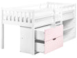 Kids Bed White and Pink Wood EU Single Size 3ft with Slatted Frame Drawers and Shelves Bed for Toddler Beliani