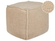 Pouffe Light Brown 40 x 40 x 40 cm Fluffy Polyester Solid Pattern Square Fabric Seating Pouffe Beliani