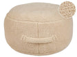 Pouffe Beige 50 x 50 x 30 cm Fluffy Polyester Solid Pattern Round Fabric Seating Pouffe Beliani