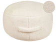 Pouffe Light Beige 50 x 50 x 30 cm Fluffy Polyester Solid Pattern Round Fabric Seating Pouffe Beliani