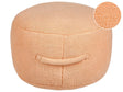 Pouffe Orange 50 x 50 x 30 cm Fluffy Polyester Solid Pattern Round Fabric Seating Pouffe Beliani