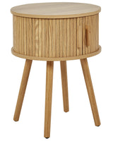 Nightstand Bedside Table Light Wood Solid Wood Legs MDF  45 cm Sliding Cabinet Living Room Beliani