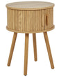 Nightstand Bedside Table Light Wood Solid Wood Legs MDF  45 cm Sliding Cabinet Living Room Beliani
