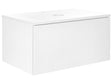 Wall Mounted Bathroom Cabinet White MDF Body 80 x 52 cm Fluted Front with 1 Drawer Pre Cut Hole Beliani