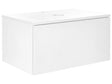 Wall Mounted Bathroom Cabinet White MDF Body 80 x 52 cm Fluted Front with 1 Drawer Pre Cut Hole Beliani
