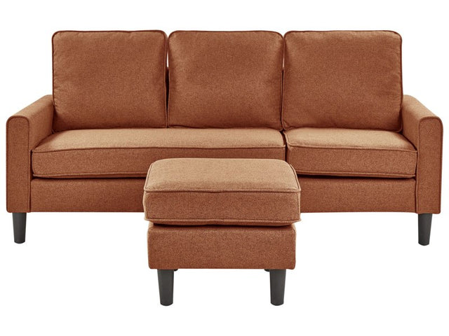 3-Seater Golden Brown with Ottoman Footstool Upholstered Mid Century Beliani