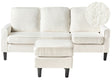 3-Seater White Sofa with Ottoman Footstool Boucle Upholstered Mid Century Beliani