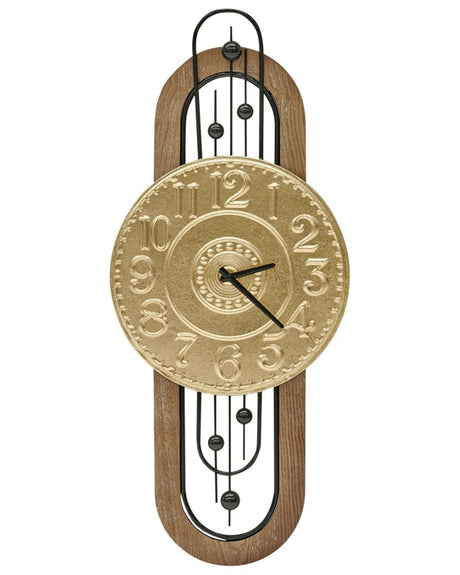 Wall Clock Gold Iron Frame Black Spade 36 x 83 cm Arabic Numerals Vintage Retro Design Beliani