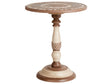 Side Table Dark Mango Wood Round Top Base  45 cm Traditional Design Beliani