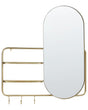 Wall Mirror with Hooks and Shelves Gold 72 x 80 cm Oval Shape Hanging Hallway Decoration Beliani