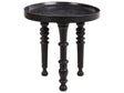 Side Table Black Mango Wood Round Top Base  52 cm Traditional Design Beliani