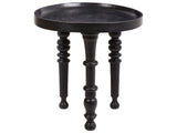 Side Table Black Mango Wood Round Top Base  52 cm Traditional Design Beliani