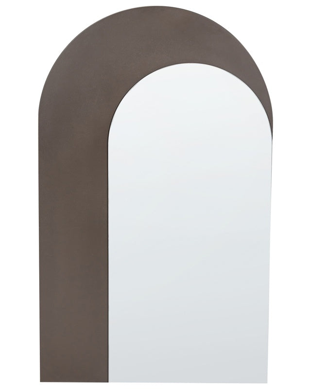 Wall Mirror Brown 58 x 99 cm Oval Shape Hanging Hallway Decoration Beliani