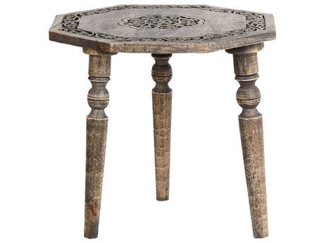 Side Table Dark Mango Wood Round Top Base 48 x 48 cm Traditional Design Beliani