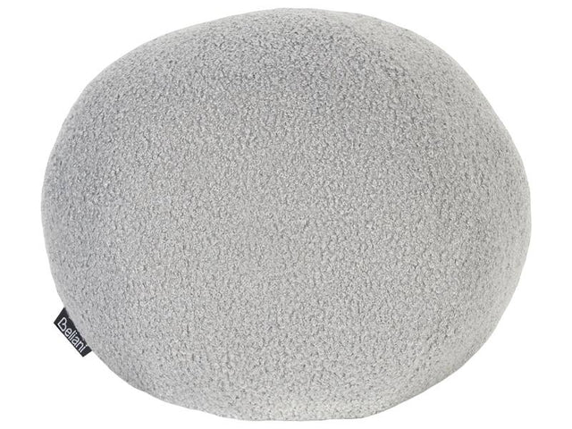 Decorative Ball Cushion Grey Faux Fur Boucle Wool Solid Pattern 30 x 30 cm Boho Décor Accessories Bedroom Living Room Beliani