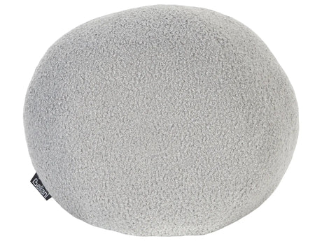 Decorative Ball Cushion Grey Faux Fur Boucle Wool Solid Pattern 30 x 30 cm Boho Dcor Accessories Bedroom Living Room Beliani