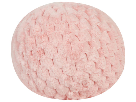 Decorative Ball Cushion Pink Faux Fur Wool Solid Pattern 30 x 30 cm Boho Dcor Accessories Bedroom Living Room Beliani