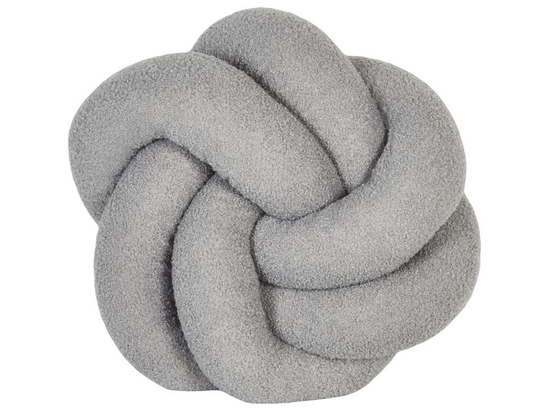 Decorative Cushion Grey Boucle Knot Pillow 45 x 45 cm Decor Accessories Beliani