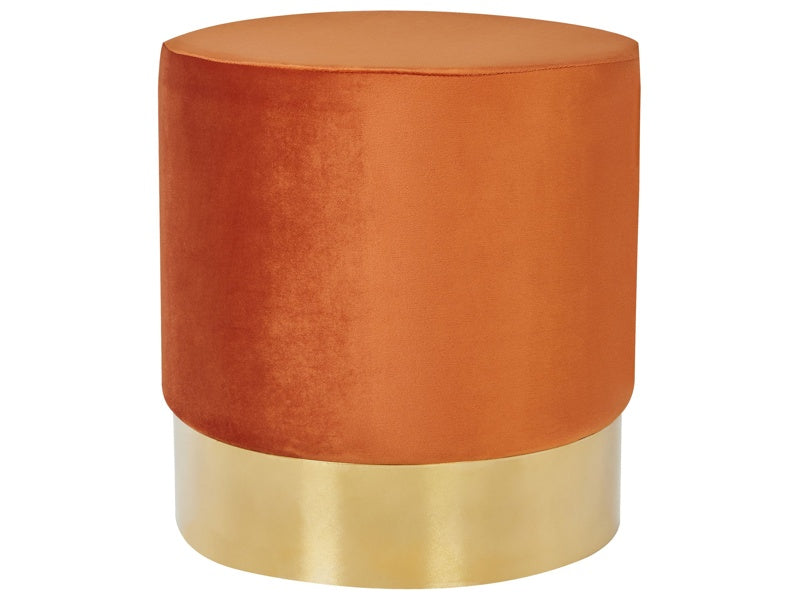 Footstool Orange Velvet Round Dressing Pouffe Glam Stool with Gold Beliani