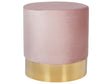 Footstool Pastel Pink Velvet Round Dressing Pouffe Glam Stool with Gold Beliani