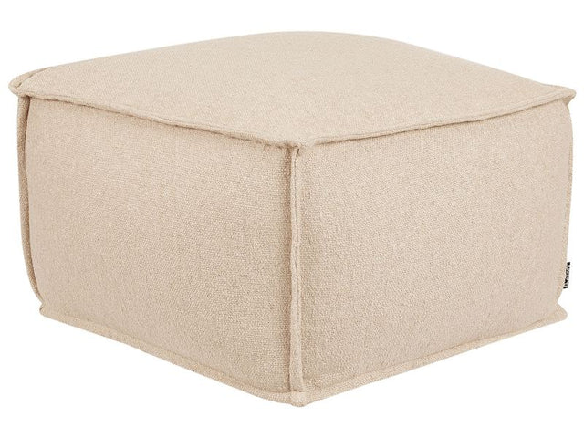 Pouffe Beige Cotton EPS Balls Square Footstool Ottoman Living Room Bedroom Home Accessory Beliani