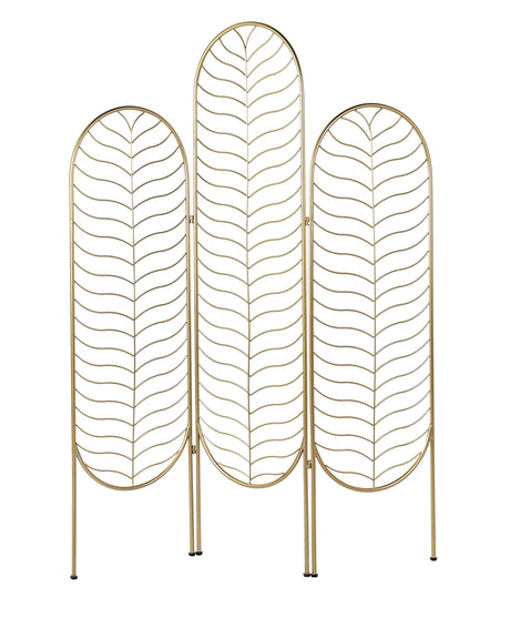 Room Divider Gold Metal Iron Frame 3 Panels Folding Decorative Screen Partition Beliani