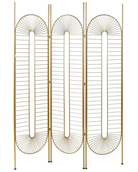 Room Divider Gold Metal Iron Frame 3 Panels Folding Decorative Screen Partition Beliani