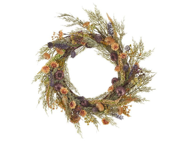 Door Wreath Green Handmade Decorative Artificial Flower Round 45 cm Table Wall Décor Traditional Rustic Style Beliani