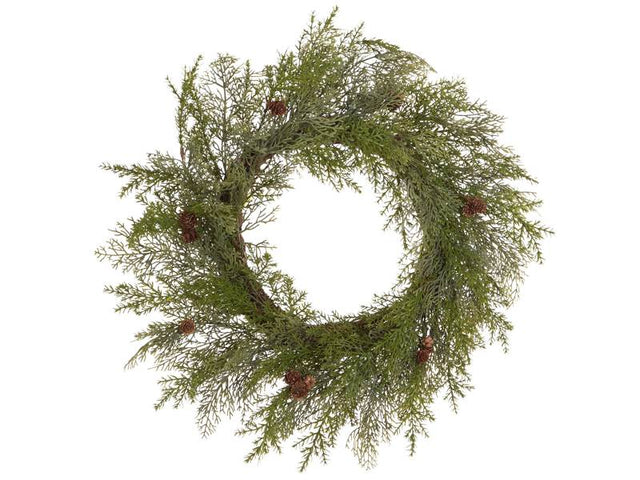 Christmas Wreath Green Synthetic Pine Cones Material 70 cm Artificial Seasonal Home Decor Beliani