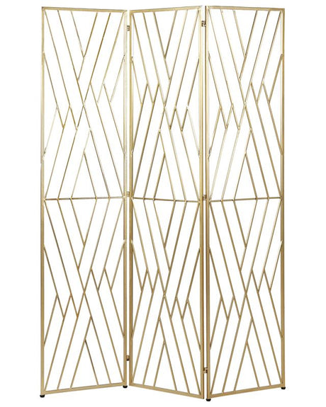 Room Divider Gold Metal Iron Frame 3 Panels Folding Decorative Screen Partition Beliani