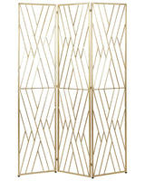 Room Divider Gold Metal Iron Frame 3 Panels Folding Decorative Screen Partition Beliani