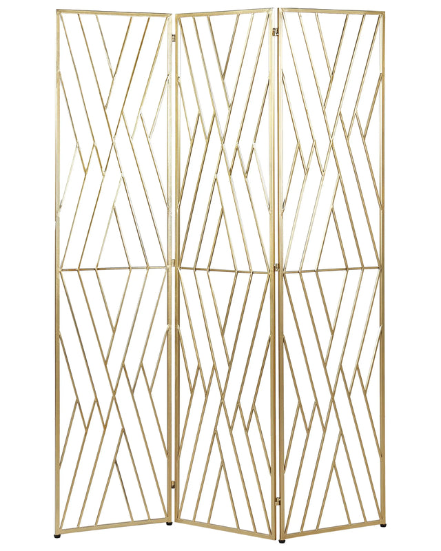 Room Divider Gold Metal Iron Frame 3 Panels Folding Decorative Screen Partition Beliani