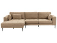 Right Hand Corner Sofa Light Brown Fabric Upholstered L-Shaped Tufted Cushioned Seat with Scatter Cushions Beliani