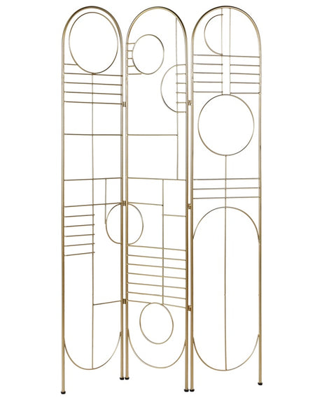 Room Divider Gold Metal Iron Frame 3 Panels Folding Decorative Screen Partition Beliani