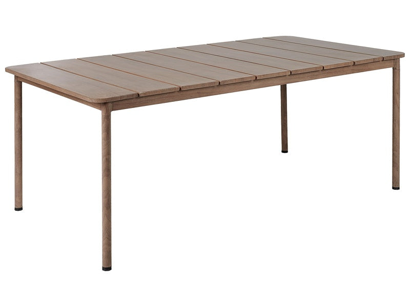 Garden Dining Table Dark Wood Tone Heat Transfer Aluminium Frame 6 Seater Weather Resistant Outdoor Patio Beliani