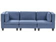 Modular Sofa Blue Fabric Upholstered 3 Seater Cushioned Backrest Modern Living Room Couch Beliani