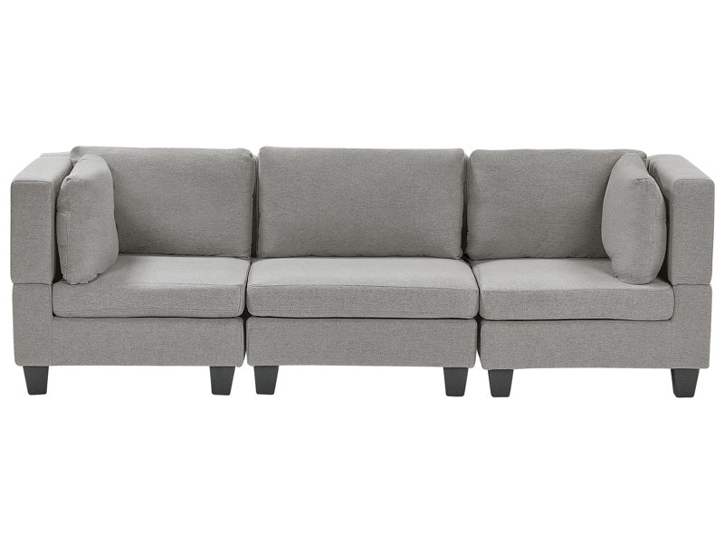 Modular Sofa Light Grey Fabric Upholstered 3 Seater Cushioned Backrest Modern Living Room Couch Beliani