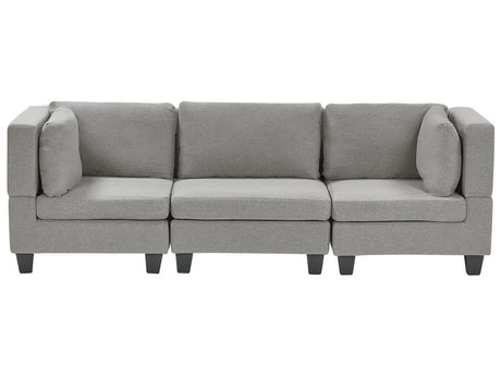 Modular Sofa Light Grey Fabric Upholstered 3 Seater Cushioned Backrest Modern Living Room Couch Beliani